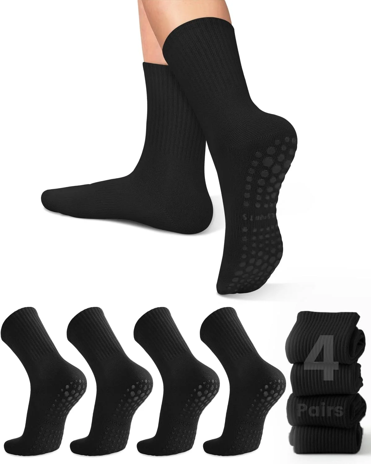 Pilates Yoga Grip Socks - 4 пары женских носков для йоги,