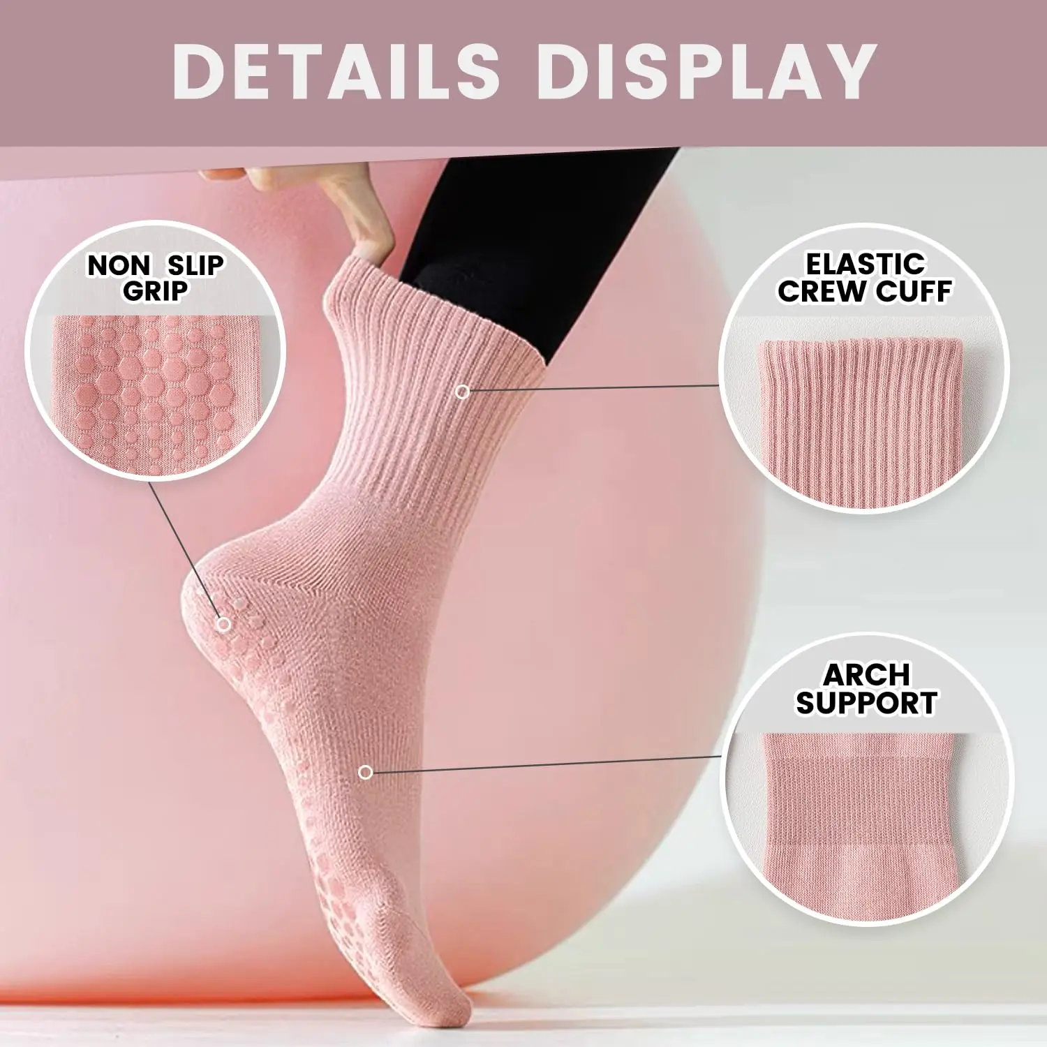 4 пары женских носков для йоги – обзор и цена Pilates Yoga Grip Socks