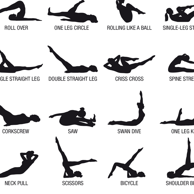 Безрамный плакат-схема для пил – обзор и цена Pilate Yoga Workout